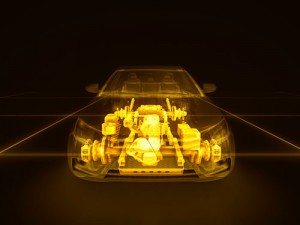 Abstract animation of a futuristic blue car in 4K UHD 3d render